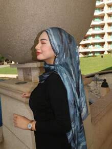 1 pièce Foulard en mousseline de soie imprimé à l'aquarelle pour femmes, foulard imprimé convenant pour la vie quotidienne et la décoration de voyage