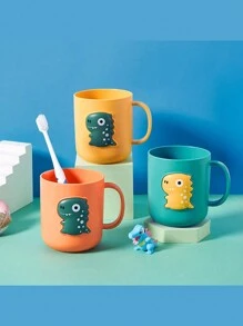 1 件可爱恐龙卡通牙刷架 - 创意浴室漱口杯和饮水杯，塑料家居浴室装饰夏季