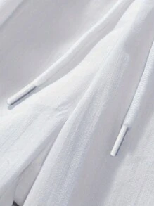 Men's Solid Color Drawstring Waist Casual Cargo Pants - White - View 6