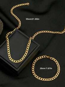 Conjunto de joias de hip hop, colar e pulseira de corrente de elos cubanos de aço inoxidável 304 de 8 mm