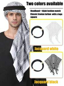 2pcs Arabic Head Scarf Tactical Desert Headwrap Rope Headscarf Saudi Dhudhom Hijab