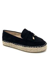 2026 Spring/Autumn New Women's Slip-On Loafers, Versatile Flat Shoes, Straw Sole Shoes - Black - View 5
