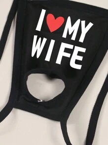 Ropa interior tipo tanga para hombres, fina, transpirable, con estampado de letras, con abertura y diseño sencillo