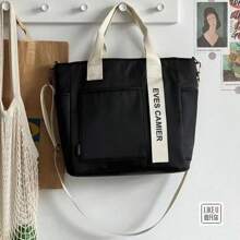 Bolso de tote con múltiples bolsillos, bolso de hombro portátil para viajes y trabajo, bolso cruzado de lona Oxford resistente, mochila de estudiante, bolso para tutoría - Multicolor - Ver 8