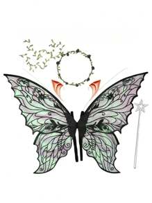 1pc Adult Fairy Costume Set With Headpiece, Metallic Hair Band, Magic Wand, Ears - Butterfly Wings, Suitable For Role Play, Party In 7 Color Options Halloween - Multicolor - View 3