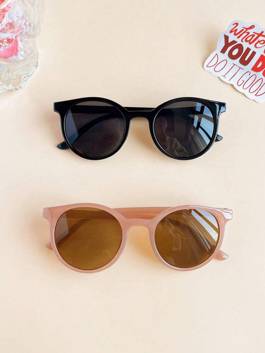 2 Pairs Unisex Kids Classic Asymmetric Round Fashion Fashion Glasses - Multicolor - View 1