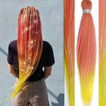 Pre Streched Braiding Hair Within Sparkling Tinsel Hair Extensions Soft Yaki Texture Easily Crochet Twist Braids Hair Synthetic Box Braiding Hair For Music Festival - Multicolor - View 14