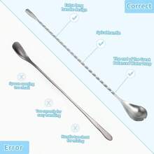 6 Pcs 12 Inch Bar Mixing Spoon Cocktail Spoon Stainless Steel Bar Long Spoon With Spiral Pattern Rose Gold - 玫瑰金 - 查看 4