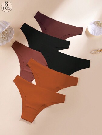 Aofeiqike 6条无缝健身女士内裤冰丝运动瑜伽欧美风性感比基尼内裤女性感觉舒适清凉女士内裤法式乡村甜美风三角内裤女性看起来更苗条女士内裤：多色无缝舒适亲肤性感半紧身运动隐形三角裤