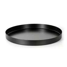 1pc Minimalist Metal Decorative Tray, Round Black Color, Suitable For Potted Plants, Candles, Cosmetics Storage, Desktop Organization
