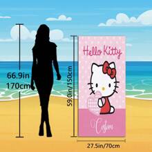 Sanrio Sanrio Hello Kitty anpassbare Strandtuch, schnelltrocknend und saugfähig aus Polyester, weich und bequem in Einzelgröße für Strand, Poolpartys, Fitness, Yoga, Schwimmen, multifunktional, anpassbar, süß, bequem, stylisch, weich, niedlich, hochwertig, ideales Geschenk für ihn, ideales Geschenk für sie, sie, Freundin, Esszimmer, zum Valentinstag, zu Jahrestagen, zu Hochzeiten, zu Muttertag, zu Geburtstagen, zu Vatertag, zur Graduierung, zum Einzug, Sommerurlaub, Badezimmerdekoration, Reiseaccessoires, Strandaccessoires, sonnige Reise