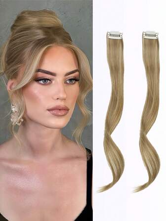 Side Air Bangs,2PCS Clip In Bangs Front Side Bangs Set Long Temples, Bangs Hair Clip On Fringe Bangs With Temples Synthetic Long Dragon Beard Bangs Hair 12 Inch