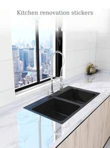 1张防水防油加厚大理石自粘纸适用于厨房炉灶和桌面，耐高温和油烟