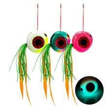 Juego de 3 señuelos de pesca tipo kabura 60g/80g/100g/150g/200g con brillo, para pesca de arrastre lenta, cebo para pesca en barco y mar con faldas de goma y ganchos asistentes, señuelos deslizantes
