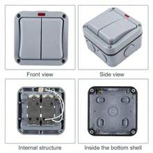 2 Way Weatherproof Switch 20A Control Switch Double Light Switch Outdoor Garden Rainproof Double Switch - Variant1 - View 4