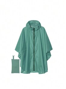1 pièce Imperméable à capuche unisexe avec poche et sac de transport, coupe-pluie style poncho zippé léger, convient pour la randonnée et le camping