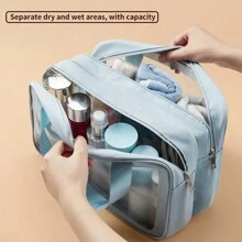 男女通用旅行盥洗包，旅行防水淋浴沐浴袋，干湿分离水疗袋，化妆品收纳袋 - 彩色 - 查看 2