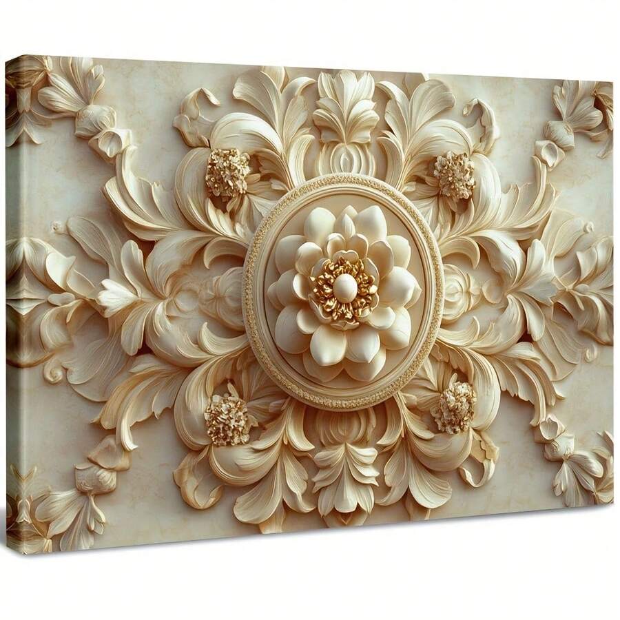 Autumn Leaves On River Bank Near Buildings. Large Wooden Framed Wall Painting Artist Home Decoration Oil Painting - Bedroom, Bathroom, Living Room, Office, Kitchen, Christmas Gifts - 1 Piece - 彩色 - 查看 1