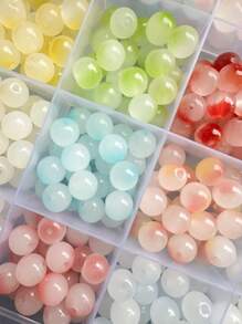 100pcs/200pcs Fashion Minimalist Bright Color 8mm Jelly Glass Beads, DIY Jewelry Making For Necklace Bracelet Earring, Assorted Random Colors