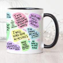 Mom Mug Daily Affirmations Mom Mug For Women, 11 Ounces, Self Care Mom Coffee Mug, Postpartum Mom Cup, New Mom After Birth Coffee Mug, Mental Health Cup, Relaxation Mug - 黑色手柄 - 查看 4