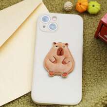 5pcs Mixed Style Velvet Capybara Patch, Cloth Decoration Applique For Clothing, Bags - Brown - View 2