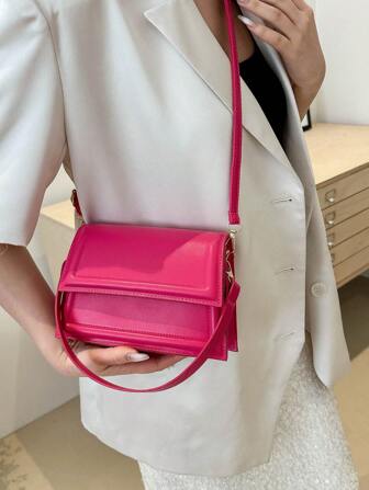 Korean Style Plain Color Versatile Fashion Minimalist Handbag, New Model Women Small Crossbody & Top Handle Bag, Plain Color Student Bag