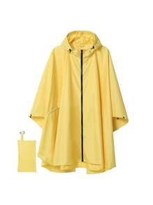 1 pièce Imperméable à capuche unisexe avec poche et sac de transport, coupe-pluie style poncho zippé léger, convient pour la randonnée et le camping