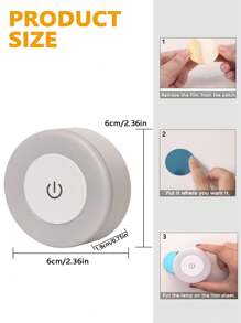 Luz nocturna LED de color blanco cálido recargable. Luz LED brillante con toque para encender y apagar. Lámpara de pared de 400 mAh con batería recargable. Luces de tocar inalámbricas con 3 colores regulables para armarios, cocinas, debajo de gabinetes y mostradores. 1 pieza.