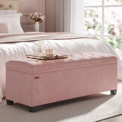 SONGMICS Storage Ottoman Bench, Foot Rest With Legs, 15.7 X 43 X 15.7 Inches, End Of Bed Bench, Storage Chest, Load Up To 660 Lb, For Living Room, Bedroom, Entryway