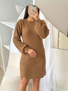 TRICOT Mousse Dress With Side Slits - Off - View 6