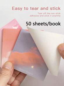 200/50 Gradient Sticky Notes, Minimalist Cloud Design, Sticky, Suitable For Messages, Memo Notes, Note Pads, Cute And High-Quality Student Style, Casual Style For Back To School