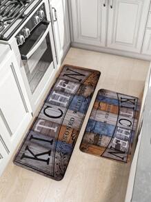 1pc Colorful Wooden Board Text Printed Kitchen Mat, Plush Rectangular Soft Anti-Slip Absorbent Rug For Kitchen, Dining Room, Living Room, Home Use Gifts Birthday Graduation Room Decor Home Decor Bathroom Decor Bedroom Decor Room Decoration Stuff Living Room Decor Office Decor House Decor Home Decor Living Room Bathroom Rug Room Decor Aesthetic Carpet Rugs