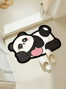 1pc Cute Panda Bathroom Mat, Quick Dry Water Absorbent Non-Slip Diatomaceous Earth Mat, Bathroom Decoration, Shower Mat, Easy To Clean, Suitable For Bathroom, Kitchen, Entryway, Etc., Universal Holiday Decoration
