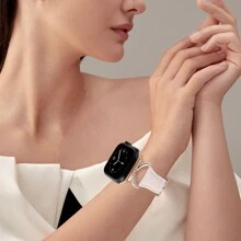 适用于 40mm、41mm、42mm、44mm、45mm、38mm、46mm、49mm 女士表带 - 超薄精致，防汗舒适 - 简约优雅时尚 - C 形金色表扣设计 - 兼容 Series 10、9、Ultra、SE、8、7、6、5、4、3、2、1 - 替换表带配件 - 星光粉 - 查看 5