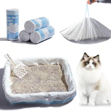 1 rollo de 10 forros para caja de arena de gato con cordón, sin necesidad de limpiar la caja de arena, bolsas de plástico reforzadas con 5 alambres, herramientas de limpieza de caja de arena para mascotas, forros para caja de arena de gato, suministros de limpieza para mascotas