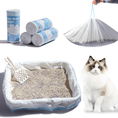 1 Roll Of 10 Cat Litter Box Liners With Drawstring, No Need To Clean The Litter Box 5 Wire Thickened Plastic Bags, Pet Litter Box Cleaning Tools,Cat Litter Box Liners,Pet Cleaning Supplies