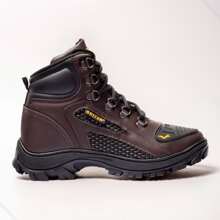 Men's Waterproof Leather Rain Boot With Gel Insole And Protective Toe Cap For Motorcycle Work - Óxido marrón - Ver 1