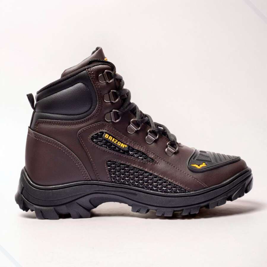 Men's Waterproof Leather Rain Boot With Gel Insole And Protective Toe Cap For Motorcycle Work - Óxido marrón - Ver 1