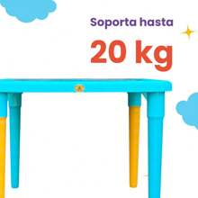 Mesa infantil colores desmontables para aprendizaje y comedor temática Dinosaurio y Unicornio mesas para niños resistentes y coloridas para juego estudio y alimentación fácil de armar y limpiar - Azul - Ver 5