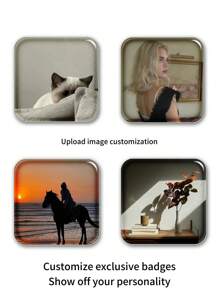Customized Dreamlike Square Badge - Support Photo & Text Creation, Collect, Commemorate Days, Festivals, Weddings, Parties, Bride, Daily Use