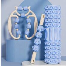 三件套，EVA泡沫轴和手持按摩球 - 肌肉放松瑜伽套装，中空设计，健身滚轴套装，泡沫轴瑜伽柱，健身滚轴，瑜伽滚轴，按摩器材，健身按摩滚轴，中空EVA尖刺按摩棒，泡沫轴健身，瑜伽筋膜按摩器，用于腿部塑形，减肥器材 - 彩色 - 查看 8