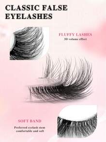 5对ENCHUW猫眼假睫毛，透明柔软黑色睫毛梗，3D自然假睫毛，蓬松柔软交叉卡通睫毛，精致自然睫毛嫁接妆容 - 黑色 - 查看 3