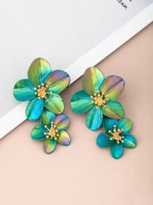 1 par de pendientes creativos y de moda con flores de colores múltiples para mujeres, regalo para amigas, mejor regalo de amiga