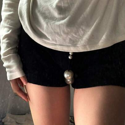 性感内衣带仿珍珠按摩 T 恤，适合户外穿着，加大码，无需脱下性感内衣