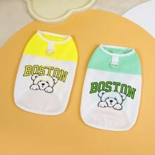 宠物服装 狗背心、趣味文字设计、猫用轻便 T 恤、春夏装 - 黃色 - 查看 3