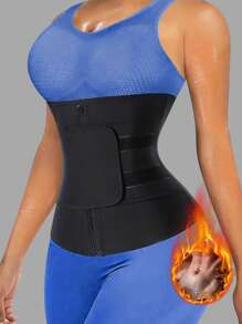 1pc Women Waist Trainer Belt, Waist Cincher Trimmer, Sauna Sweat Waist Trimmer Belt, Sports Waist Belt, Belly Band, Waist Slimming Belt, Ab Trainer - Black - View 6