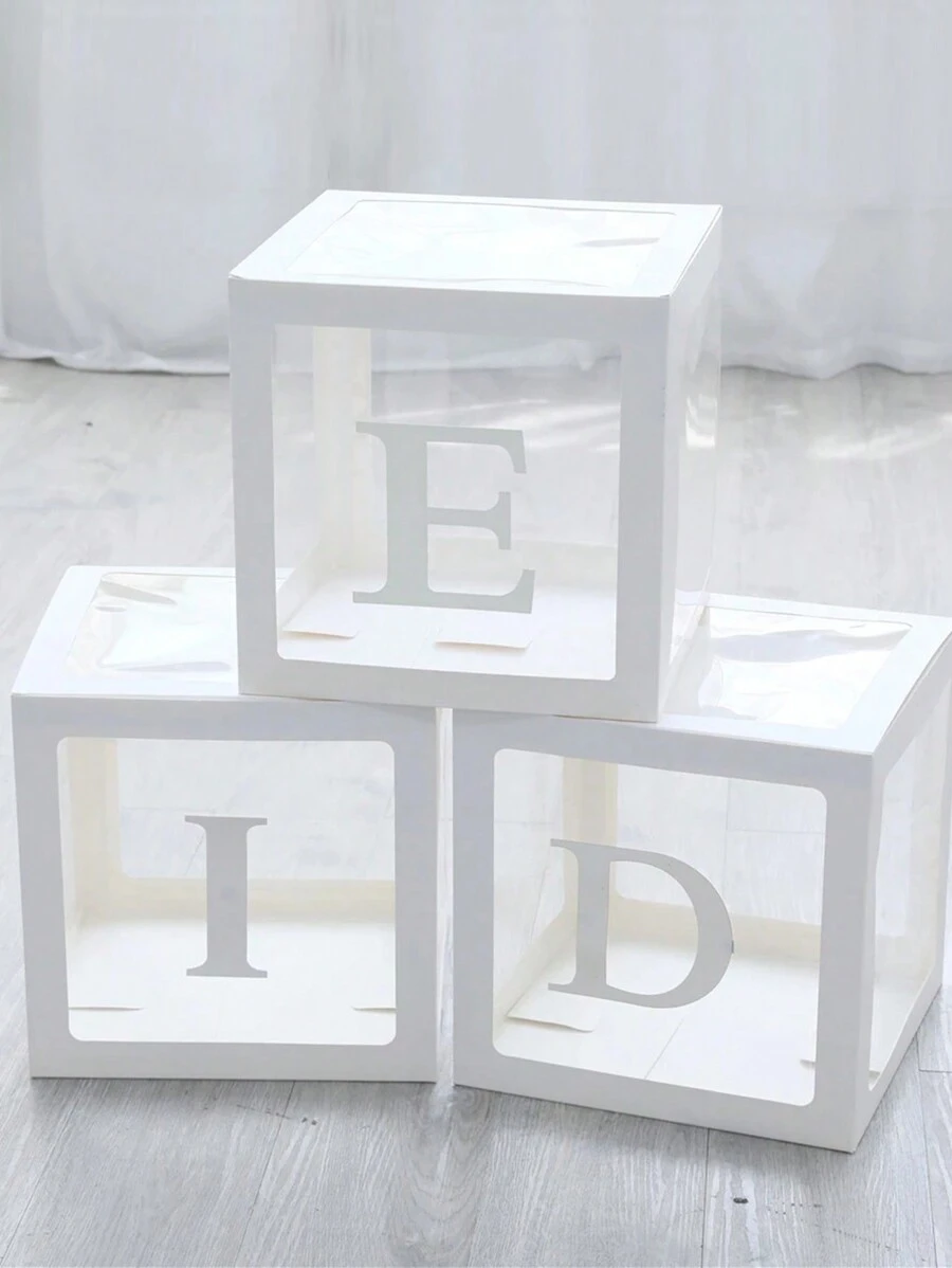 开斋节装饰气球盒 3 件套，透明气球盒，开斋节气球块，开斋节气球块，开斋节装饰品