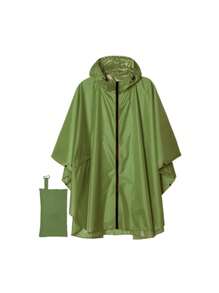 1 pièce Imperméable à capuche unisexe avec poche et sac de transport, coupe-pluie style poncho zippé léger, convient pour la randonnée et le camping