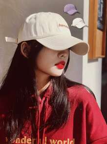 1pc Vintage Versatile English Embroidered Casual Baseball Cap, Unisex Summer High Street Fashion