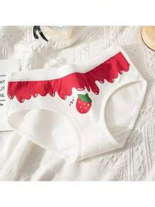 Conjunto braguita de algodón suave para niñas de 3 a 8 años Calzoncillos Infantiles Antibacterianos De Dibujos Animados Con Estampado De Fresas Rosas - Blanco - Ver 6